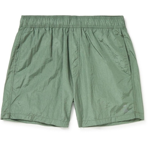 Onia Other - Onia Straight-Leg Mid-Length Crinkled Swim Shorts